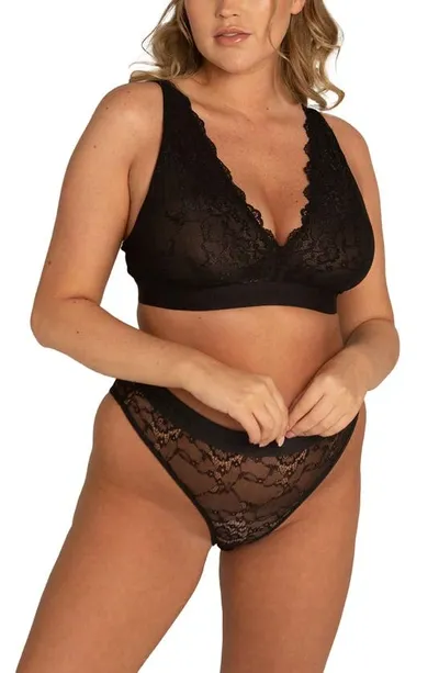 Lemonade Dolls The Picot Lace Fuller Cup Bralette In Black