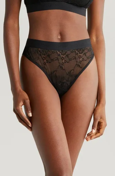 Lemonade Dolls The Picot Lace High Waist Brazilian Briefs In Black