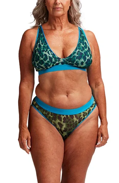 Lemonade Dolls The Soft Mesh Leopard Print Fuller Cup Bralette In Green