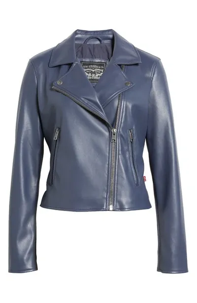 Levi's Shrunken Faux Leather Moto Jacket In Odyssey Grey