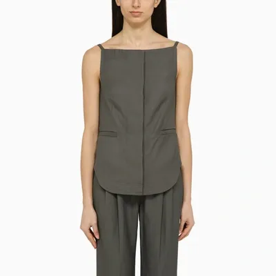 Loulou Studio Grey Linen-blend Tank Top