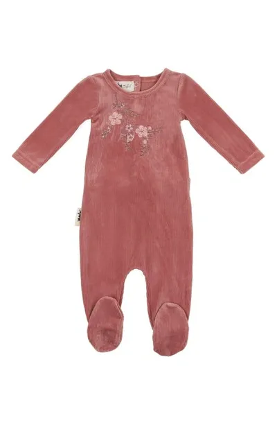 Maniere Babies' Cherry Blossom Rib Cotton Blend Footie In Mauve