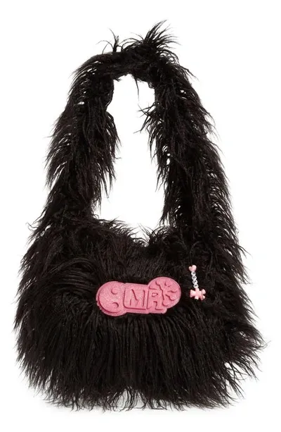 Martine Rose Hairy Charm Pull Bag In Black