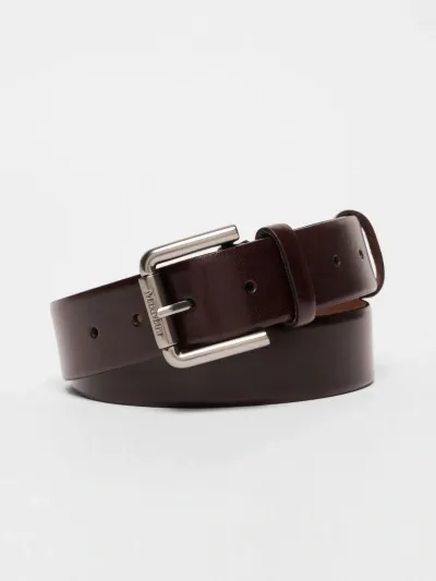 Max Mara Buffed Leather Belt In Brown