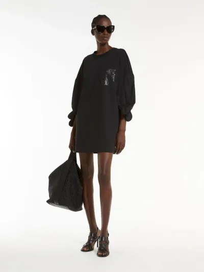 Max Mara Cotton Poplin Lace-up Mini Dress In Black