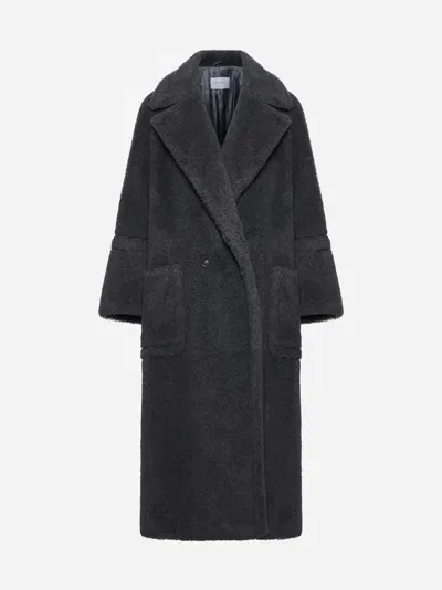 Max Mara Kadiak Wool-blend Teddy Coat In Grey