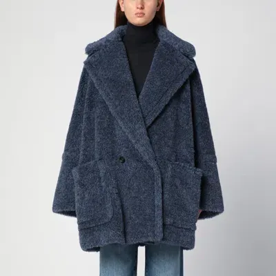 Max Mara Teddy Bear Icon Short Coat Blue Jeans In White