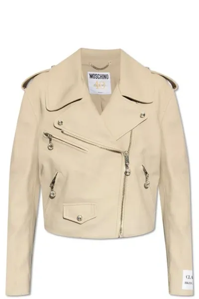 Moschino Asymmetric Zip In Beige