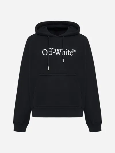 Off-white Logo Cotton Hoodie In Black,white