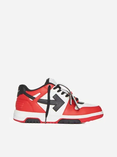 Off-white Out Of Office Leather Sneakers In White,red,black