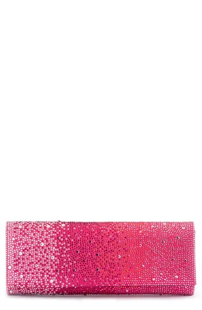 Olga Berg Camille Ombré Hot Fix Crystal Clutch In Fuchsia