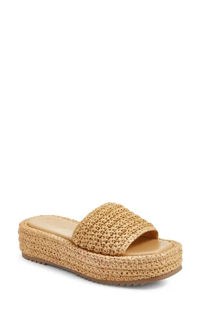 Open Edit Gisella Platform Slide Sandal In Natural Raffia