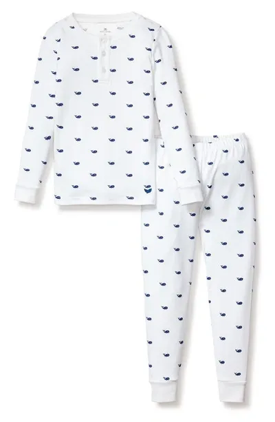 Petite Plume Kids' Print Fitted Two-piece Pima Cotton Pajamas In White