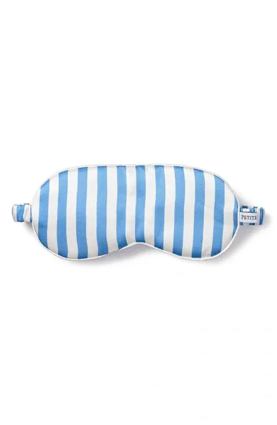 Petite Plume Mulberry Azure Stripe Silk Sleep Mask In Blue