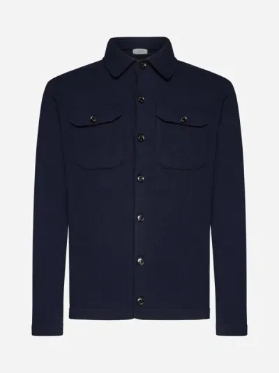 Piacenza 1733 Cashmere Knit Shirt In Blue Navy