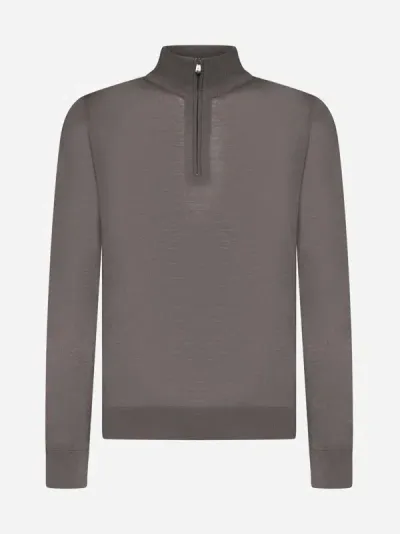 Piacenza 1733 Half-zip Wool Sweater In Stone