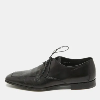 Pre-owned Prada Black Leather Lace Up Derby Size 43