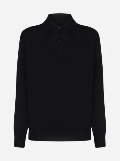 Prada Cashmere Polo Shirt In Black