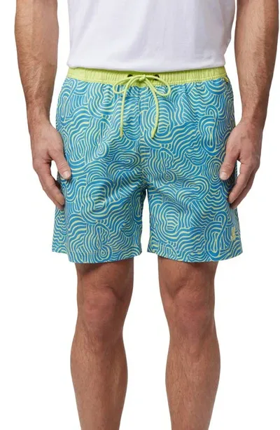 Psycho Bunny Verona Print Swim Trunks In Marina