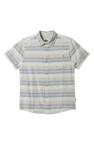 Quiksilver Kids' Oxford Stripe Short Sleeve Woven Shirt In Blue Fog