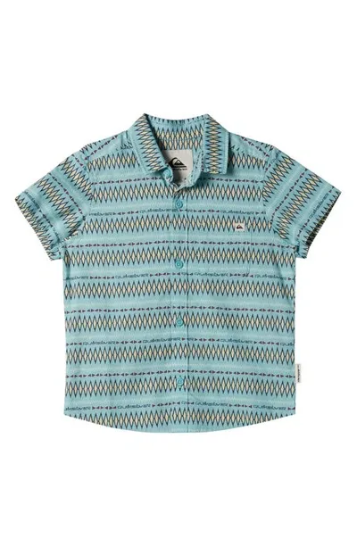 Quiksilver Kids' Toddler & Little Boys Vibrations Button-up Cotton Shirt In Marine Blue Pattern Ss Boys