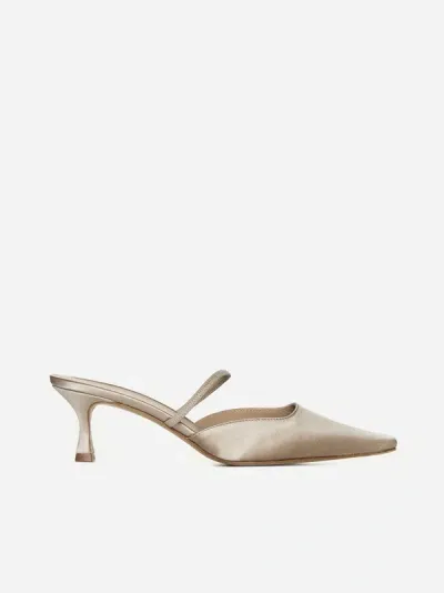 Roberto Festa Ambrosia Satin Mules In Cream