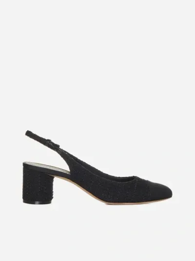 Roberto Festa Arianna Tweed Slingback Pumps In Black