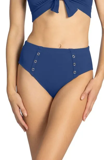 Robin Piccone Amy Side Tab Bikini Bottoms In Blueberry