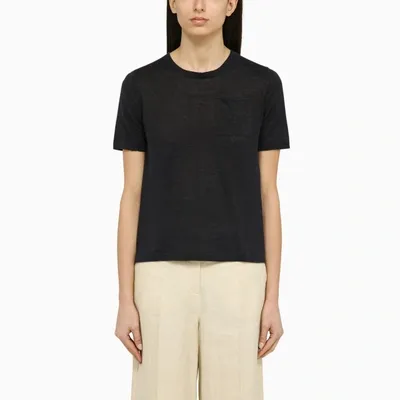 's Max Mara Navy Blue Linen T-shirt