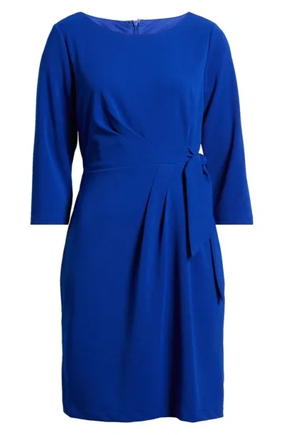 Tahari Asl Side Tie Long Sleeve Dress In Cobalt