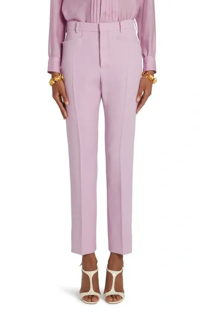 Tom Ford Wool & Silk Twill Ankle Pants In Crocus Petal