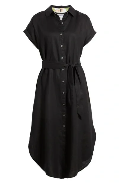 Tommy Bahama Coastalina Linen Midi Shirtdress In Black