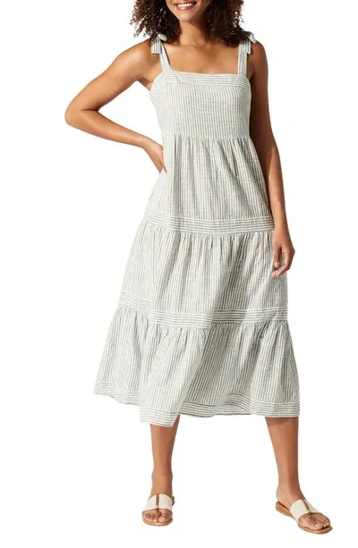 Tommy Bahama Shoreline Stripe Midi Cover-up Dress In Tea Leaf