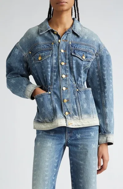 Ulla Johnson Odette Puff Sleeve Denim Jacket In Etched Arashi Wash