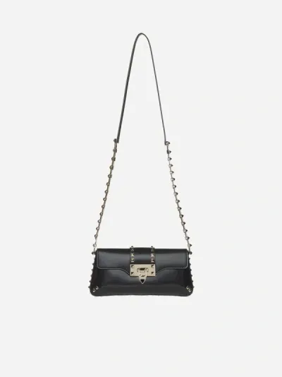 Valentino Garavani Rockstud Leather Shoulder Bag In Black