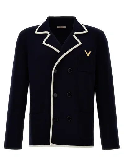 Valentino V Detail Cardigan In Blue