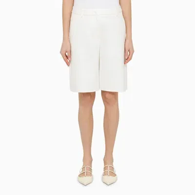 Valentino White Cotton Bermuda Shorts Women