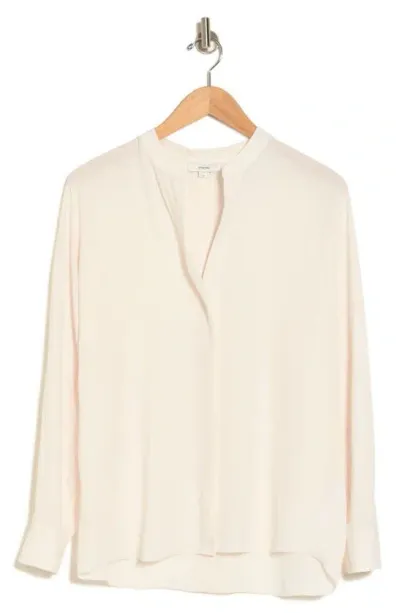 Vince Slit Crepe Popover Top In Lt H Ecru