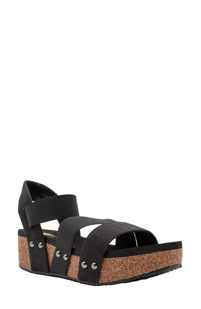 Volatile Picnic Water Resistant Platform Sandal In Black