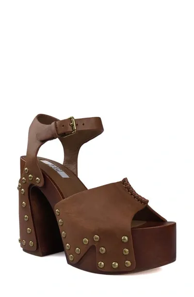 Zigi Milas Ankle Strap Sandal In Tan Leather