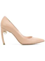 Nicholas Kirkwood Mira Pearl-heeled Leather Pumps In Nude