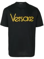 Versace Vintage Logo Cotton T-shirt In Black