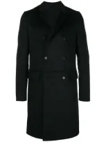 Prada Double Breasted Peacoat In Black