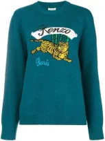 Kenzo Bamboo Tiger Knitted Jumper - Blue