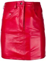 Manokhi High-rise Leather Short Skirt In Red