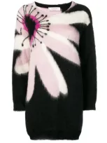 Valentino Oversized Intarsia Mohair Knit Sweater In Black