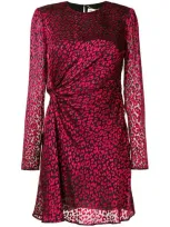 Saint Laurent Gathered Detail Mini Dress In Red