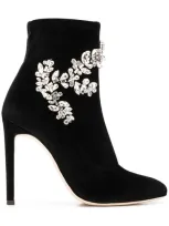 Giuseppe Zanotti Glitter Stretch Booties With Embellishment In Nero