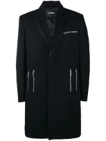 Les Hommes Zipped Formal Coat In Black