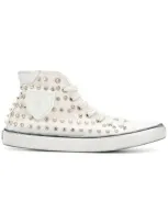 Saint Laurent Bedford Studded Sneakers In 9281 White